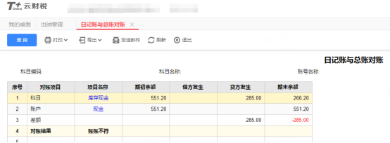用友畅捷通T+  现金日记账余总对账对账不符的排查方式